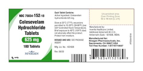 colesevelam hydrochloride 625 mg oral tablet
